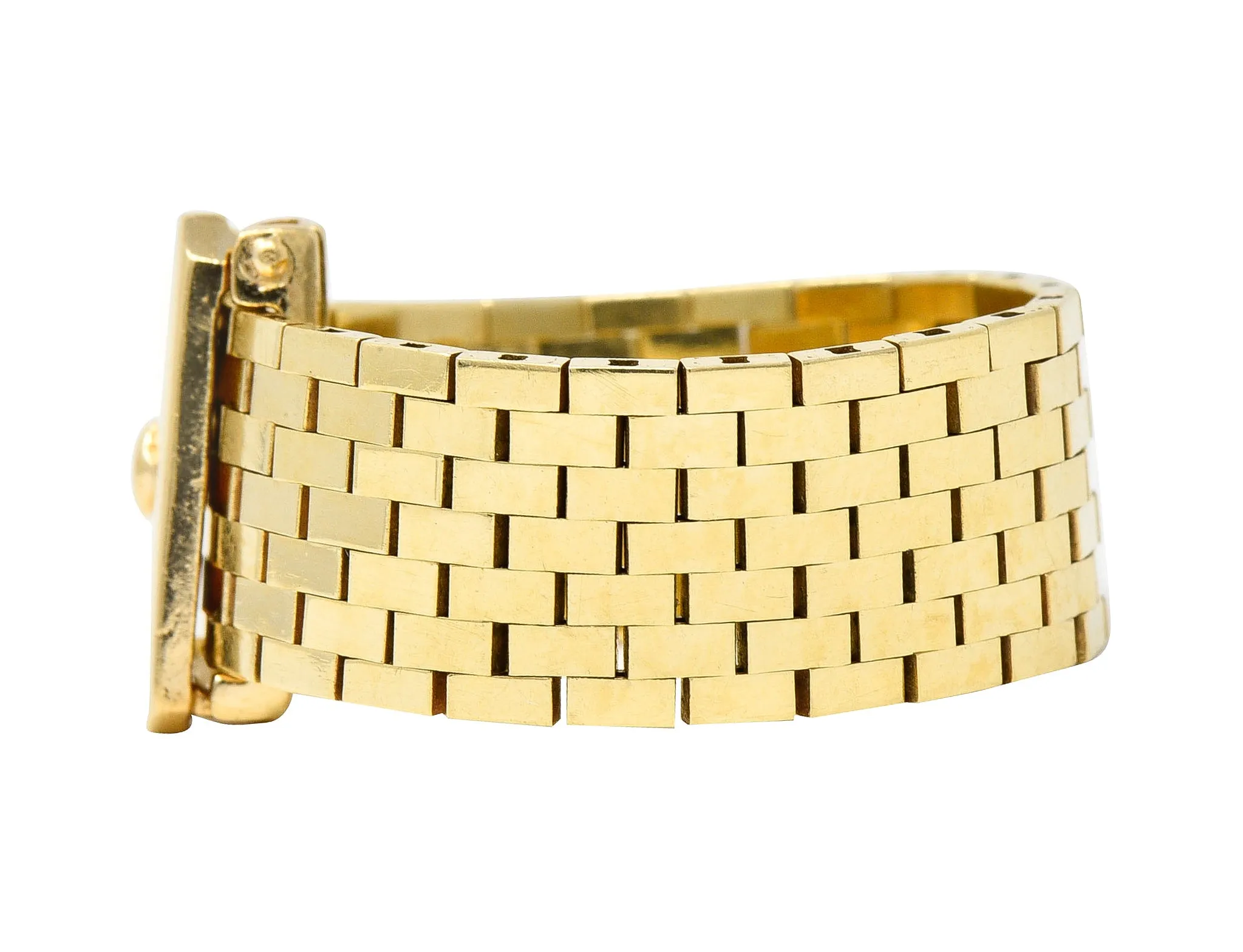 Retro 14 Karat Yellow Gold Meshed Vintage Belt Buckle Ring