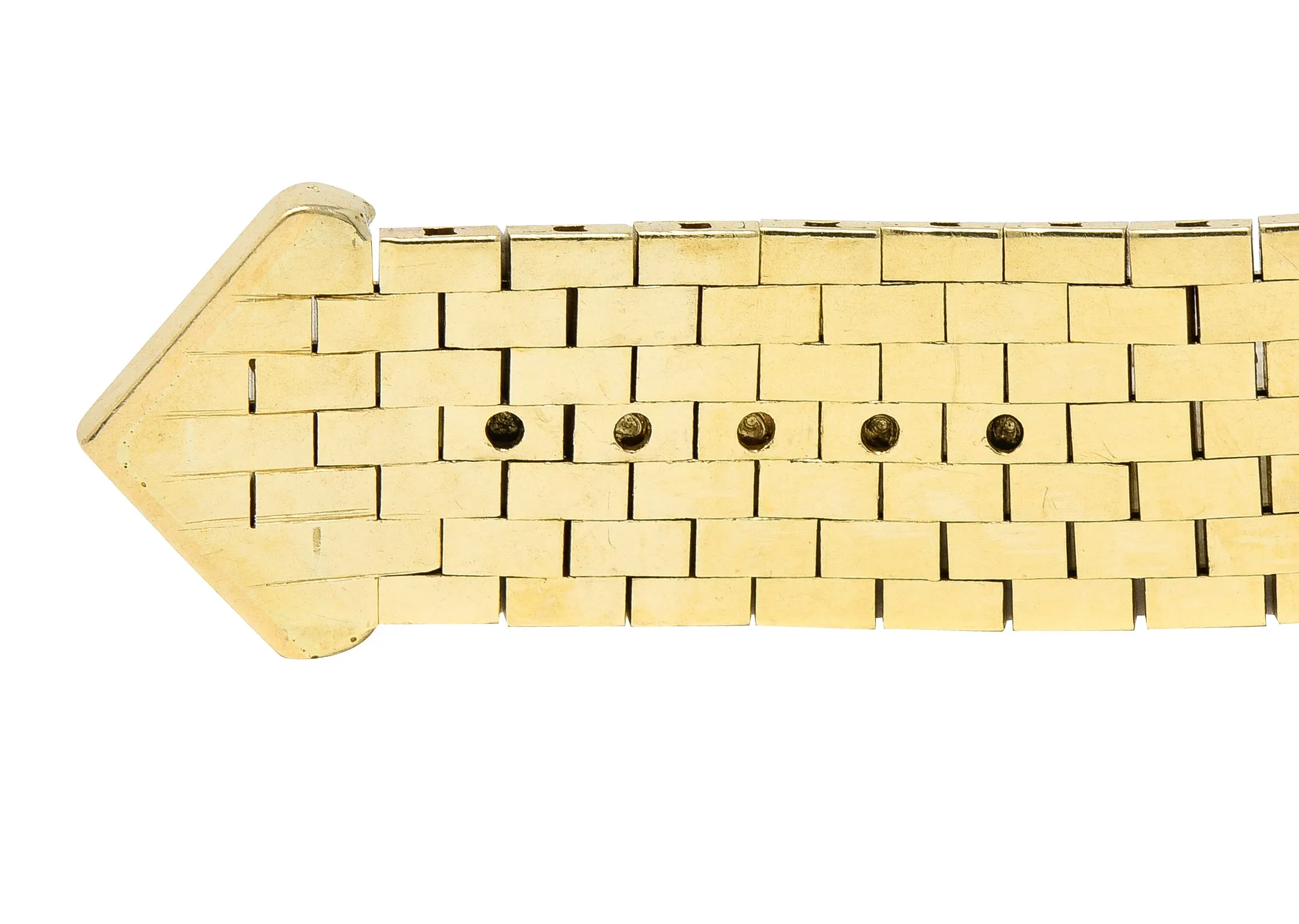 Retro 14 Karat Yellow Gold Meshed Vintage Belt Buckle Ring