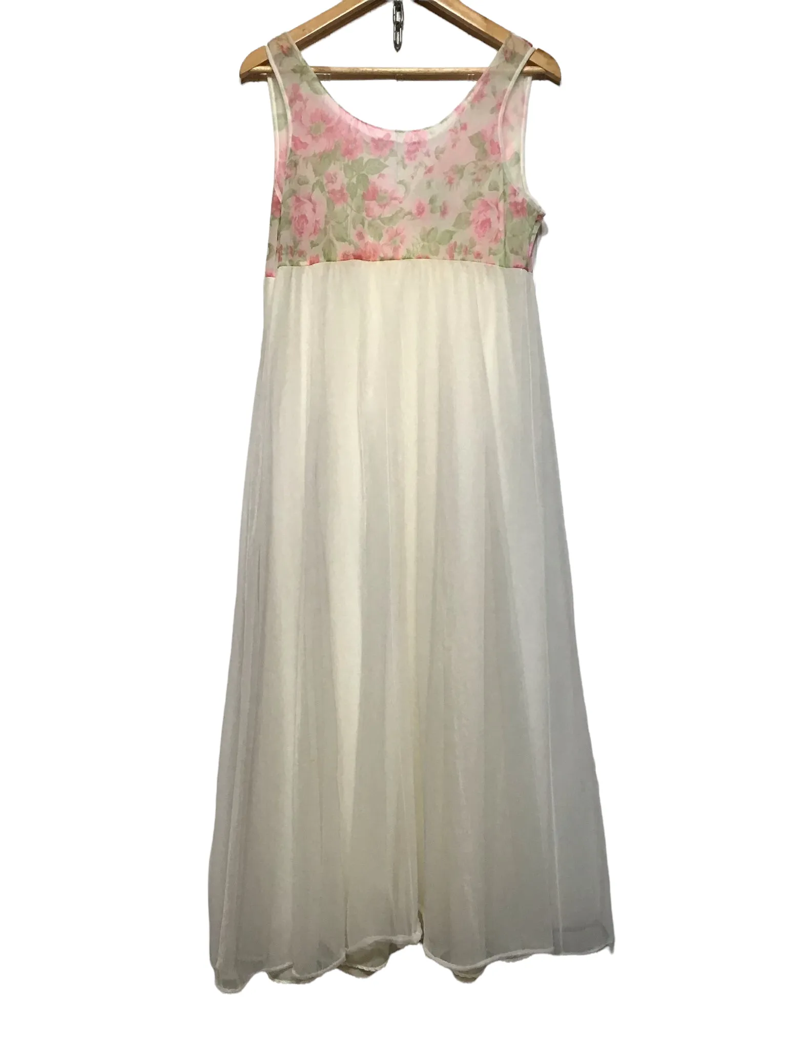 Rose Patterned Sheer Long Dress (Size XXL)