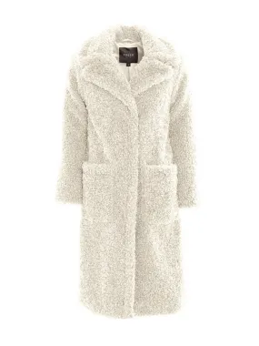 		Ruby  Curly Cream Faux Fur Coat	