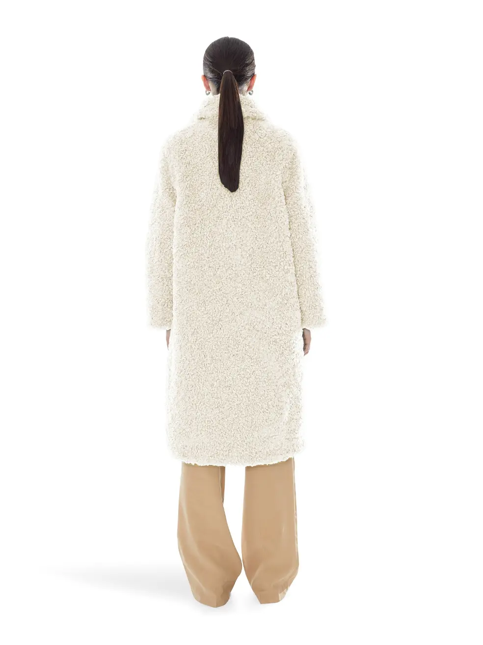 		Ruby  Curly Cream Faux Fur Coat	