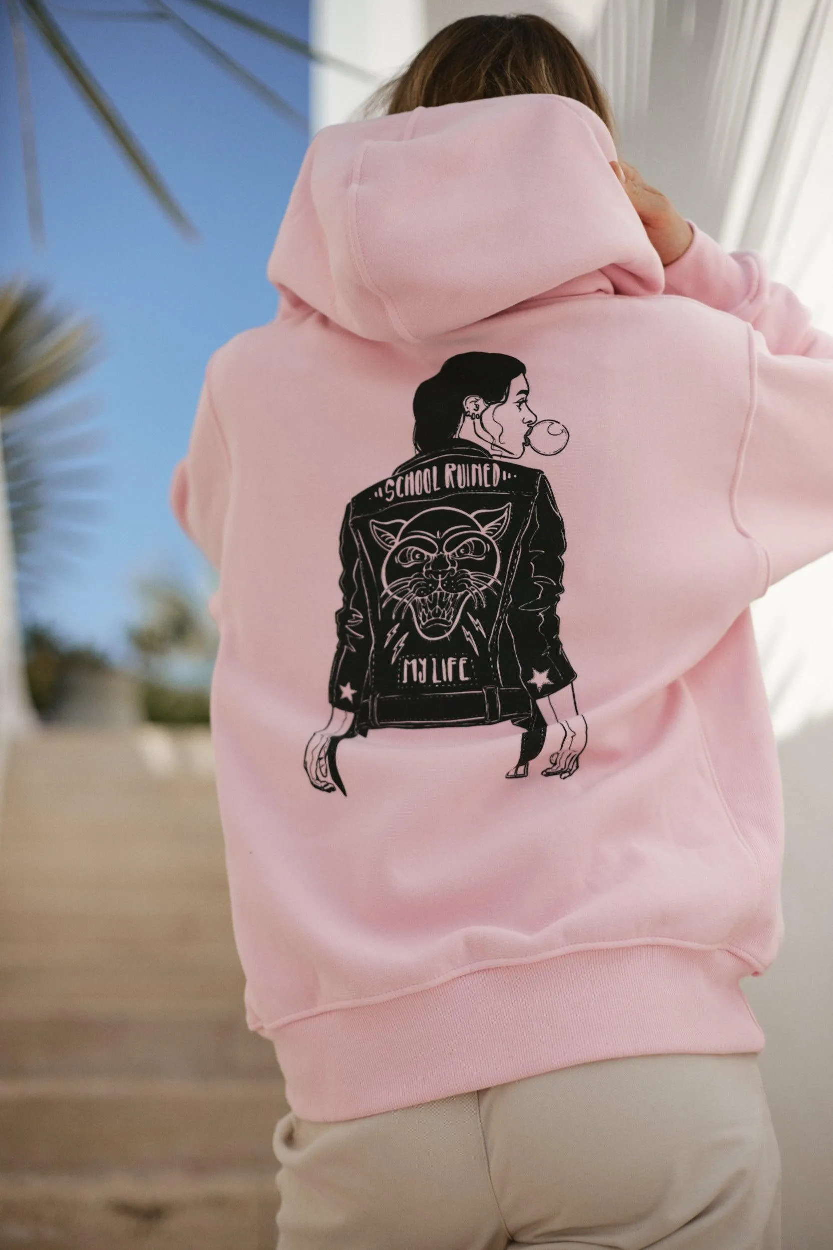 School Ruined My Life Hoodie Pink