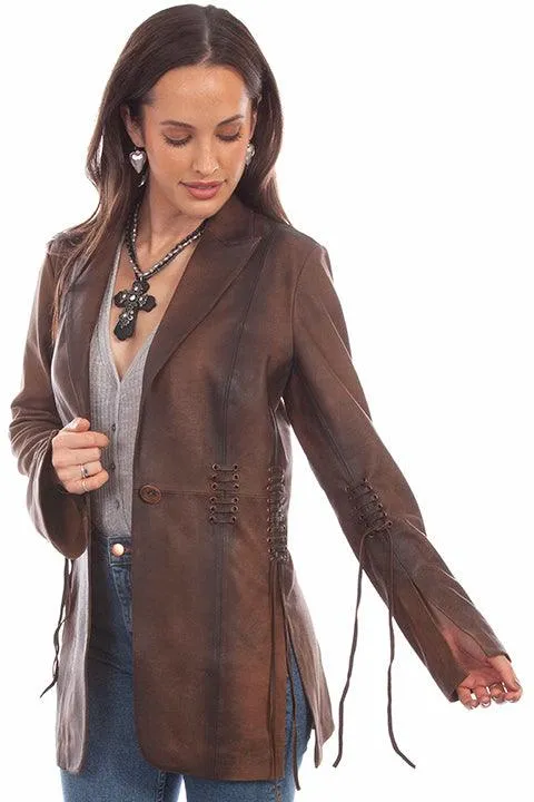 Scully Women's Vintage Brown Leather Jacket w/ Fringe L1089