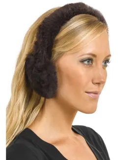 Sheared Rabbit Fur Earmuffs in Brown: FurHatWorld.com