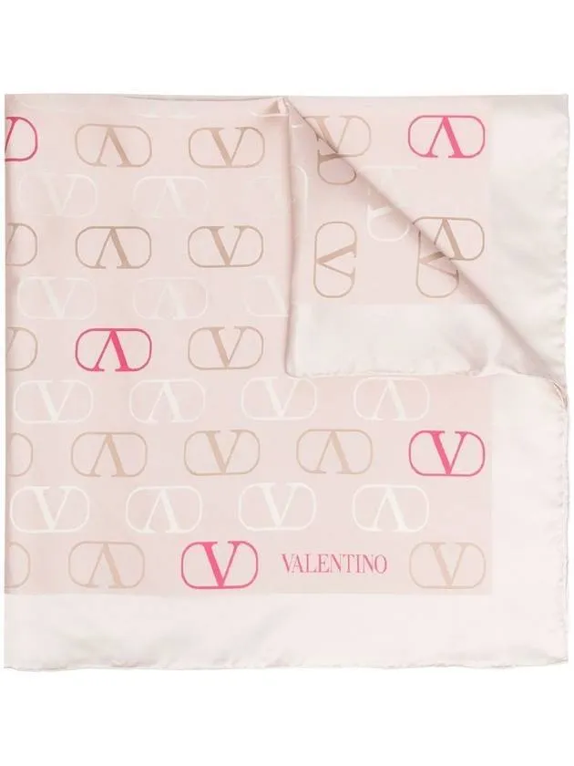 Signature V Logo Silk Scarf Pink