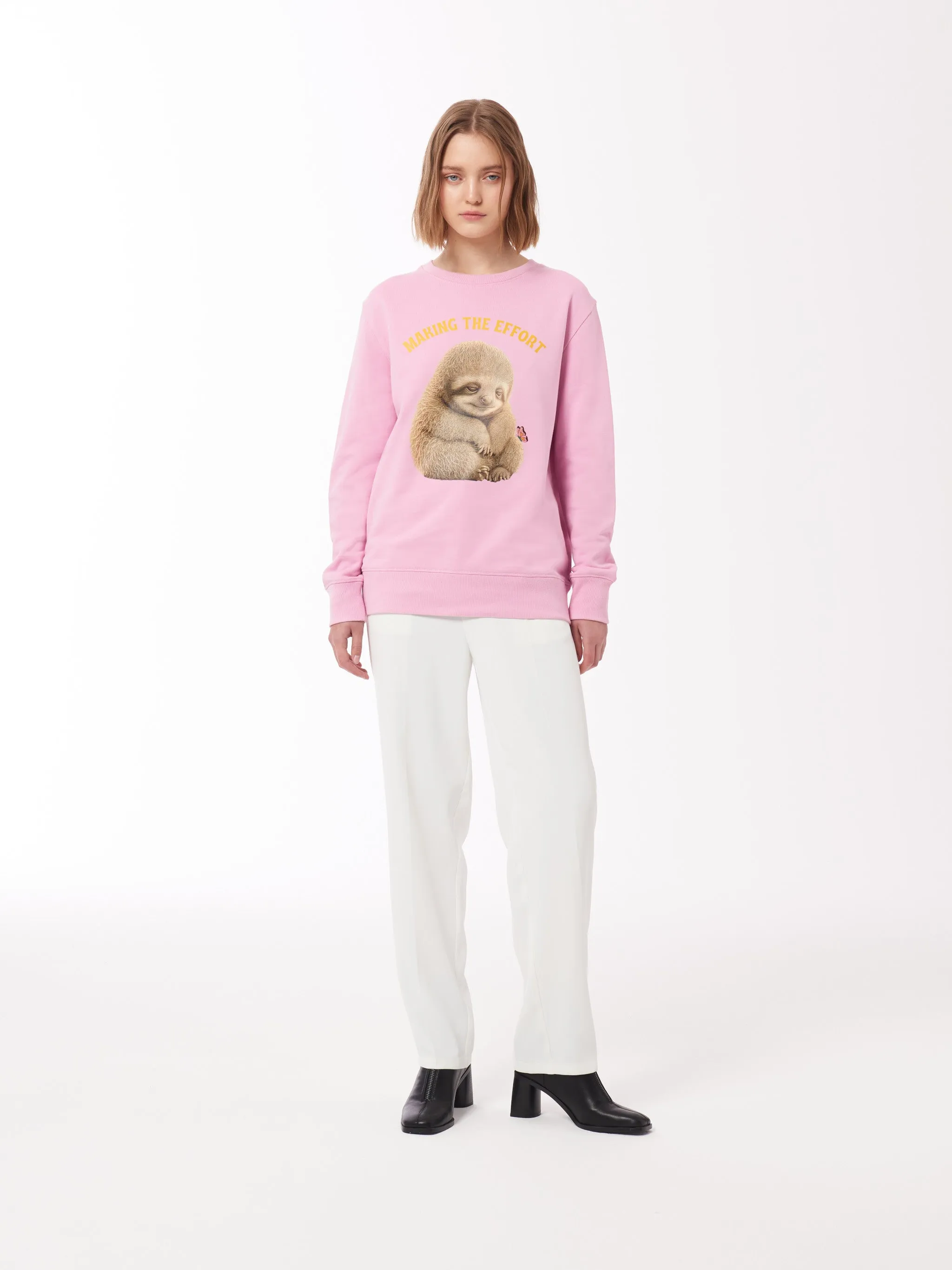 Sloth PrintUnisexSweatshirt in Pink