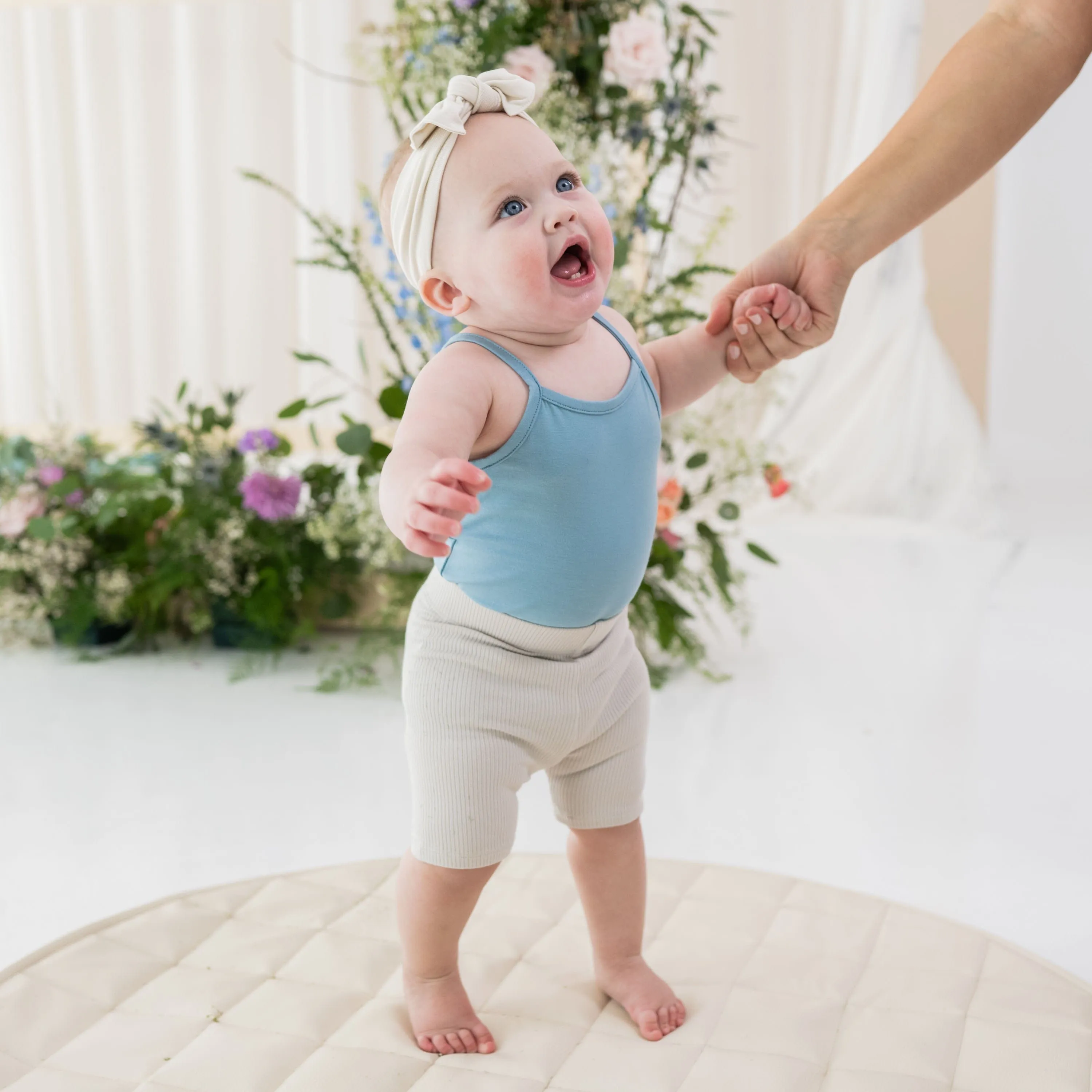 Spaghetti Strap Leotard in Dusty Blue