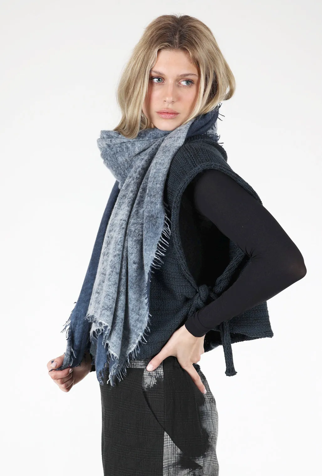 Spray Art Felted Cashmere Scarf, Jeans