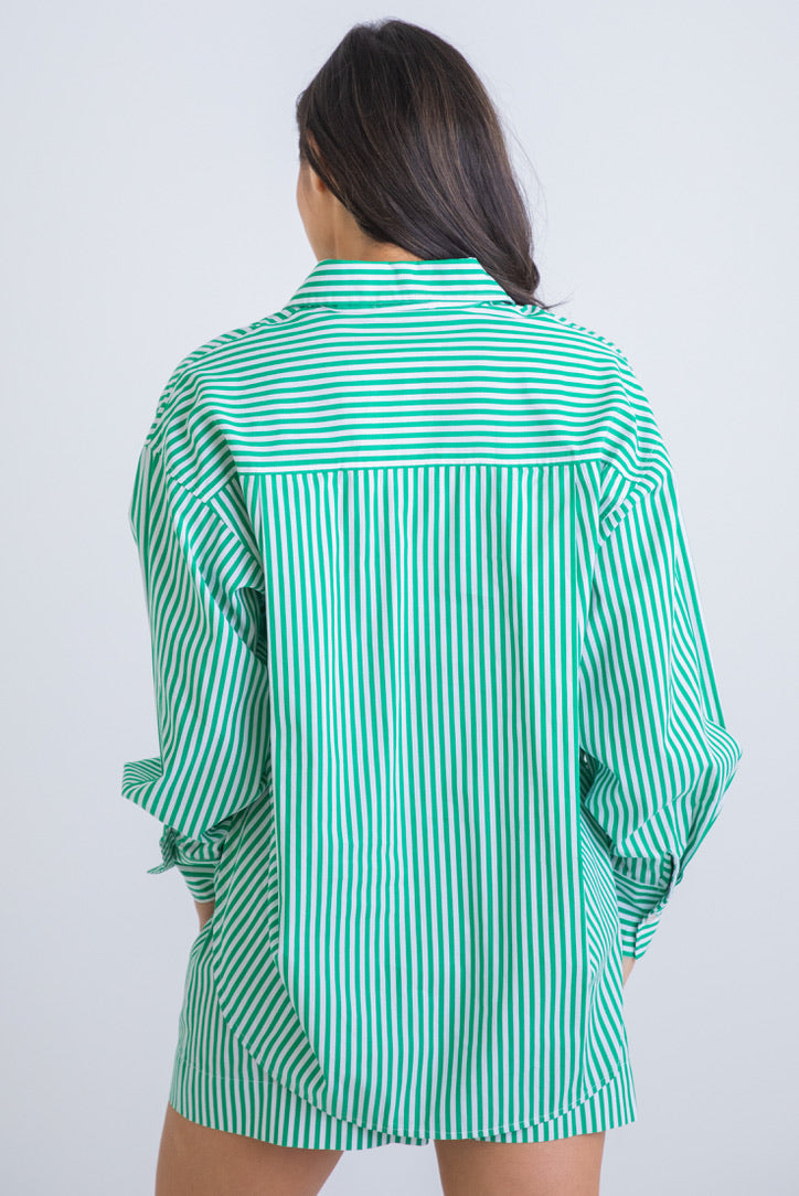 Stripe Poplin Button Up Top