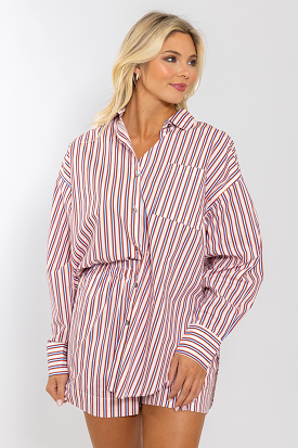 Stripe Poplin Button Up Top