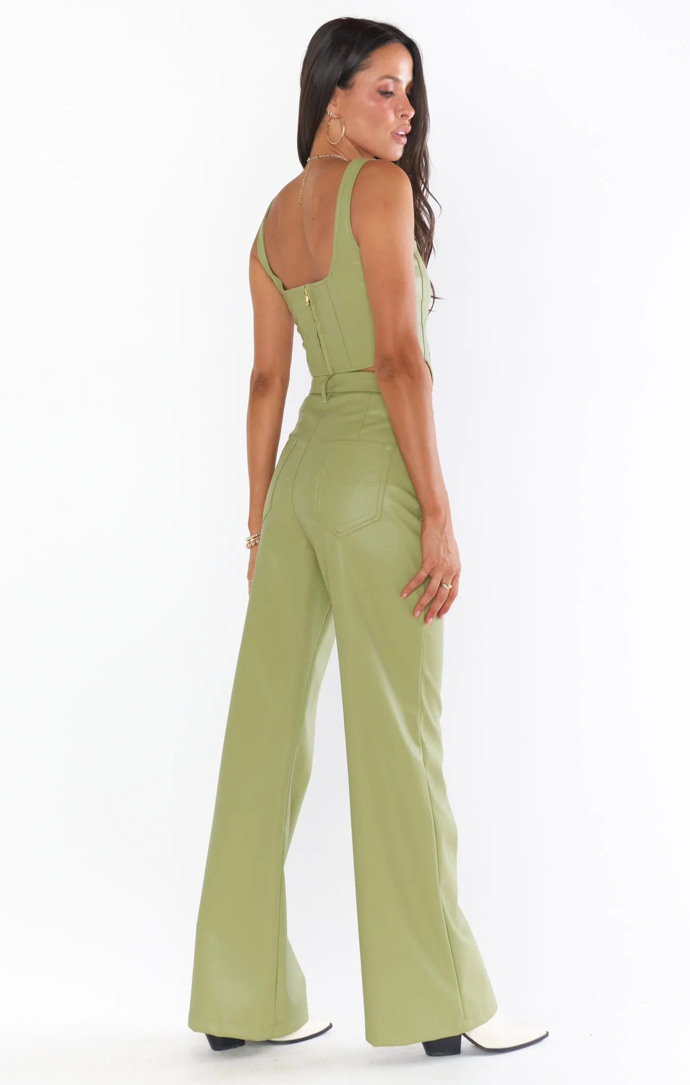 Tribeca Trouser ~ Sage Faux Leather