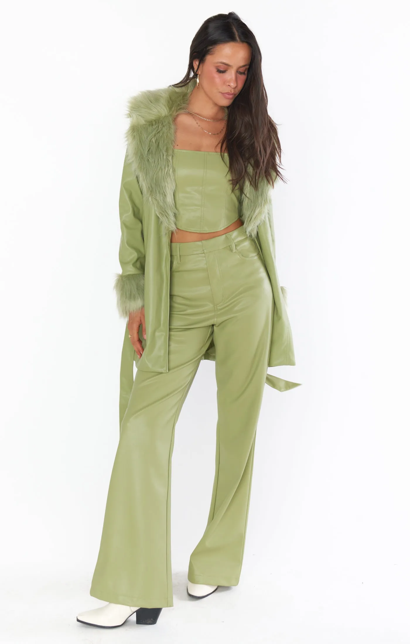 Tribeca Trouser ~ Sage Faux Leather