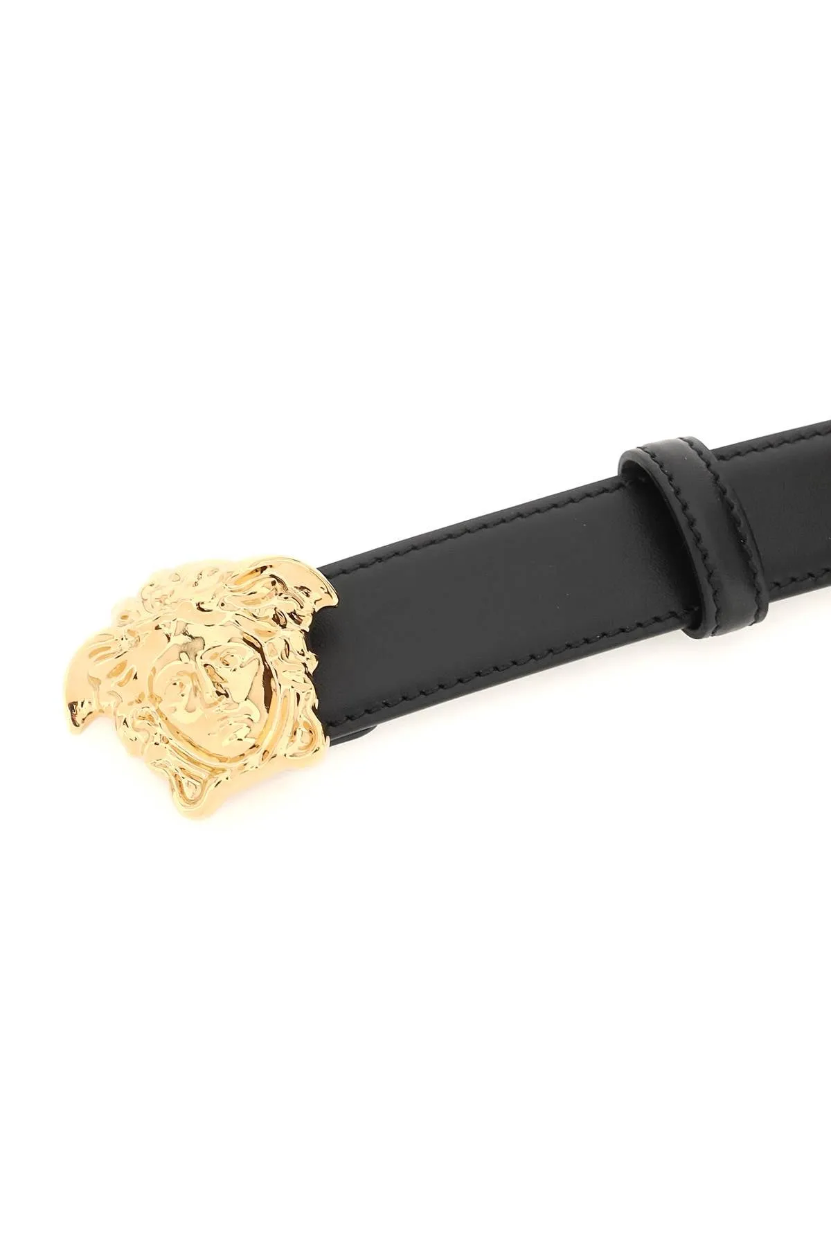 Versace medusa buckle leather belt DCU4747 DVTP1 BLACK VERSACE GOLD