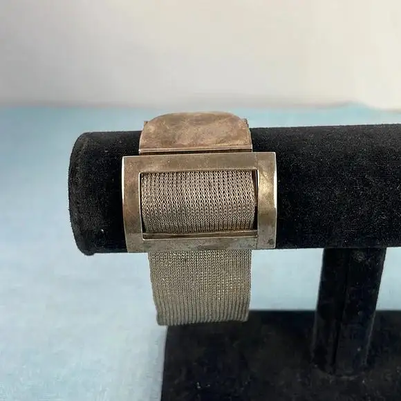 Vintage Mesh Buckle Sterling Silver Bracelet