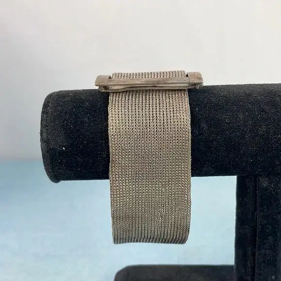 Vintage Mesh Buckle Sterling Silver Bracelet