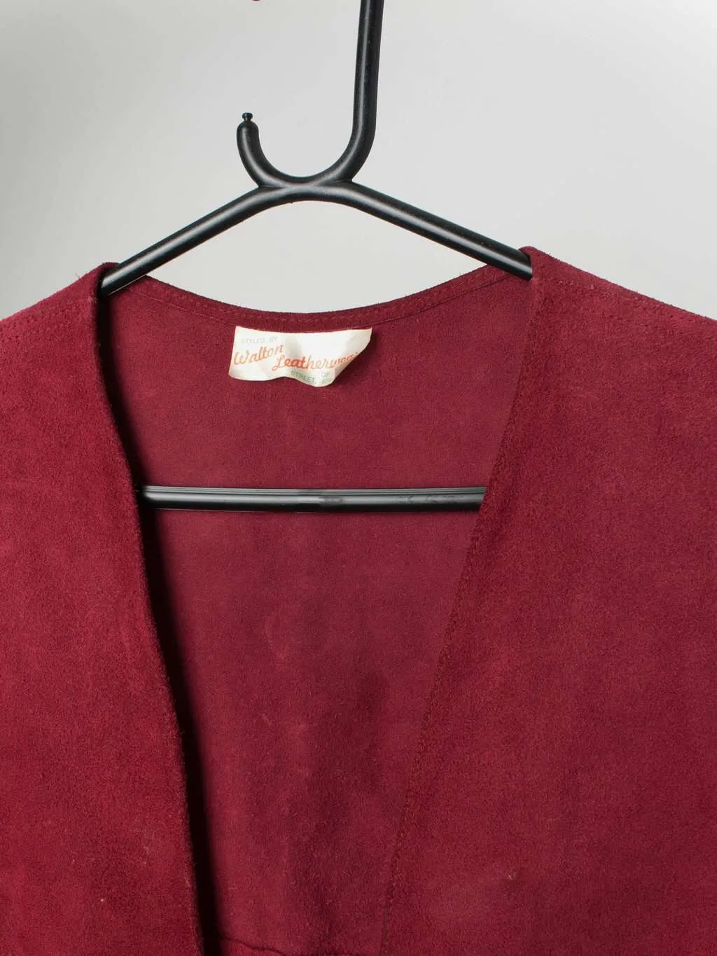 Vintage red suede waistcoat with gold buckle detail – Small / Medium