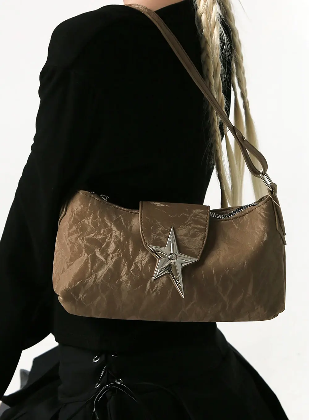 Vintage Star Buckle Leather Bag IJ419