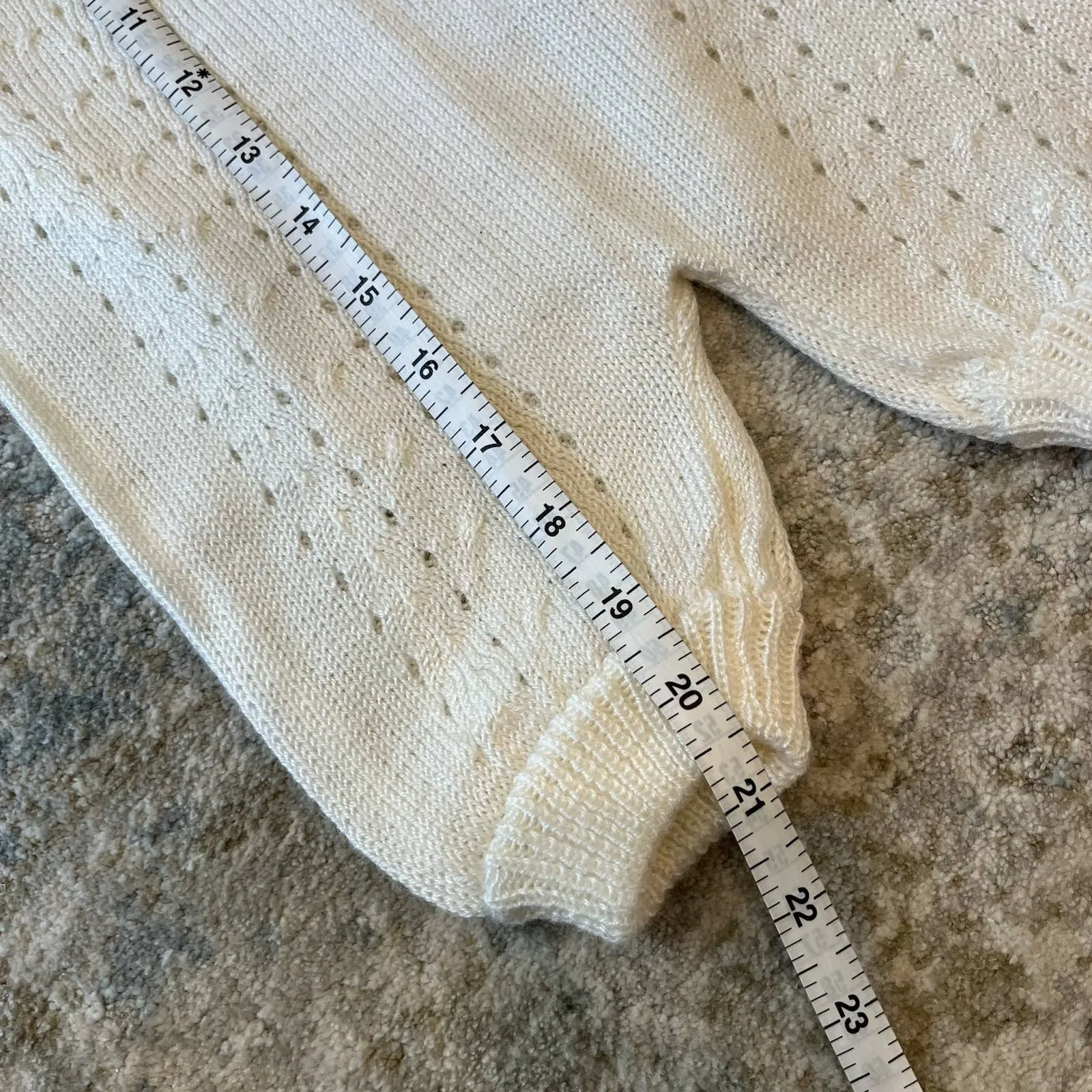 Vintage White Knit Overalls & Sweater Set 6-9 Months