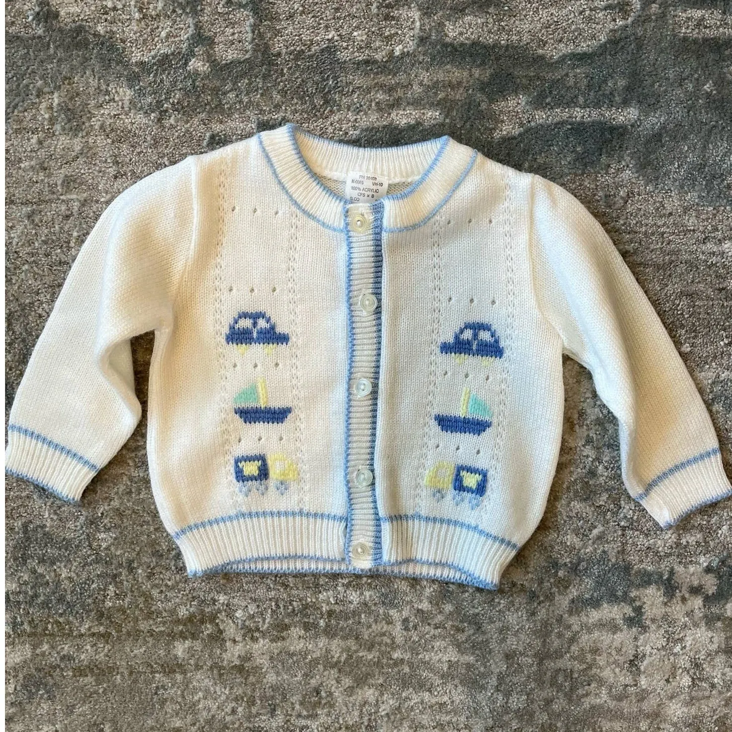 Vintage White Knit Overalls & Sweater Set 6-9 Months