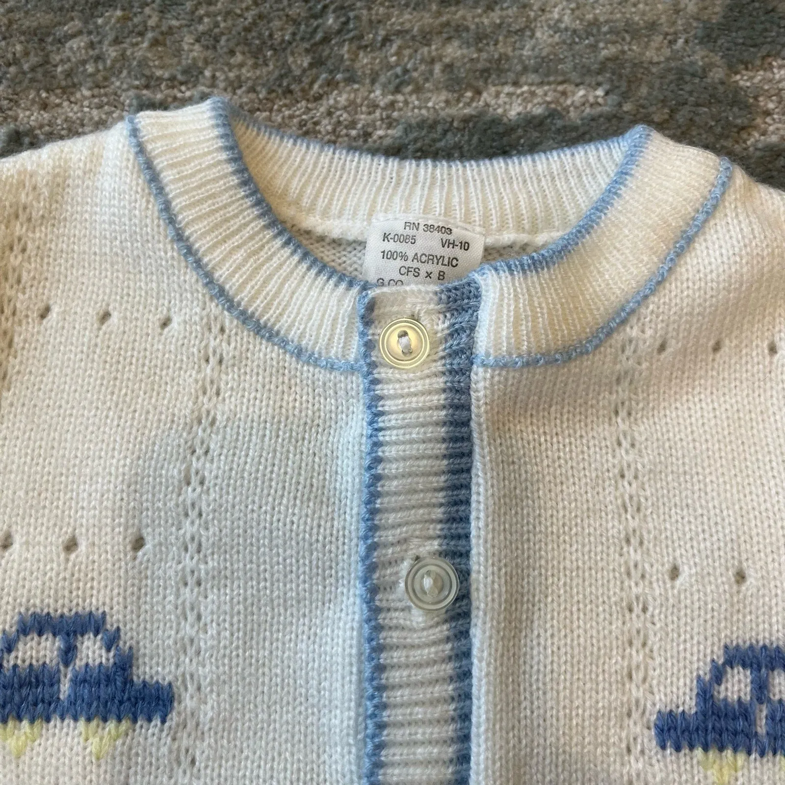 Vintage White Knit Overalls & Sweater Set 6-9 Months