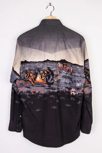 Western Campfire Print Button Up