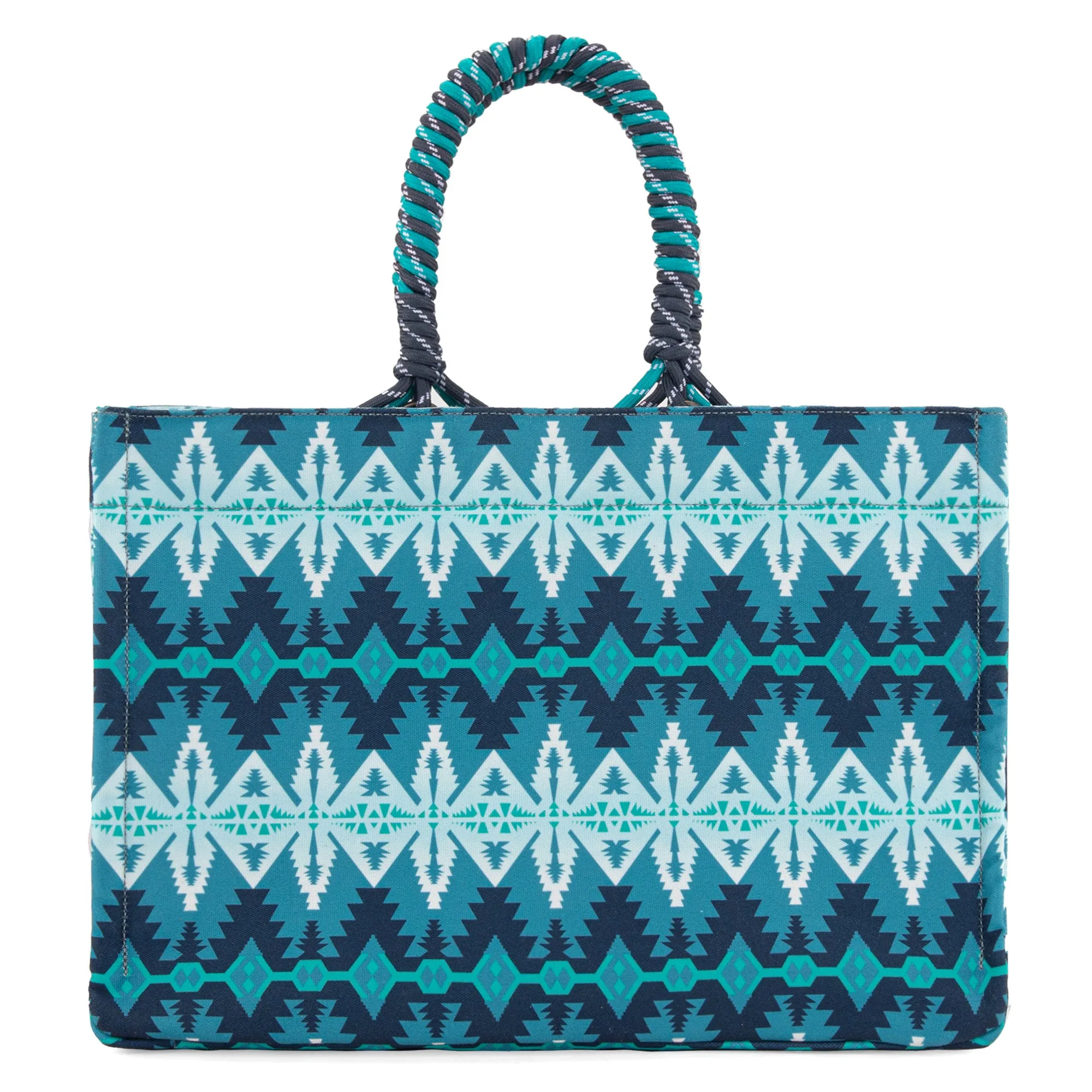 WG284-8119A Wrangler Southwestern Print  Dual Sided Print Canvas Wide Tote -Jean