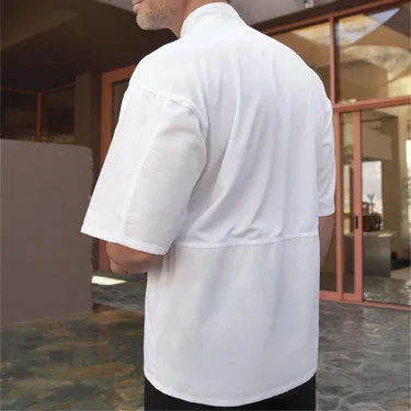 White Short Sleeve Mesh-Back Chef Coat 7651