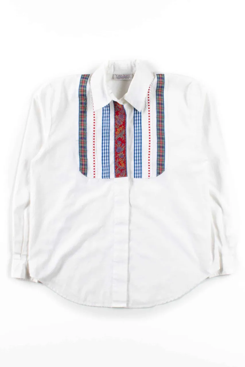 White Stripe Detail Button Up Shirt