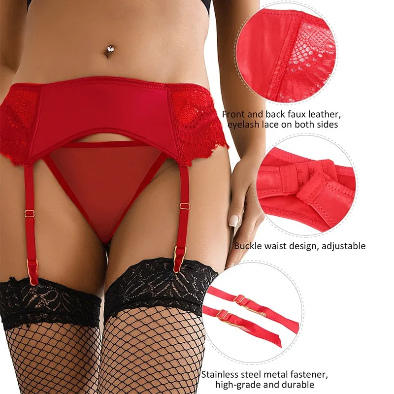 Women's High Waist Elastic Garter Belt Lace Sexy Suspender Lingerie