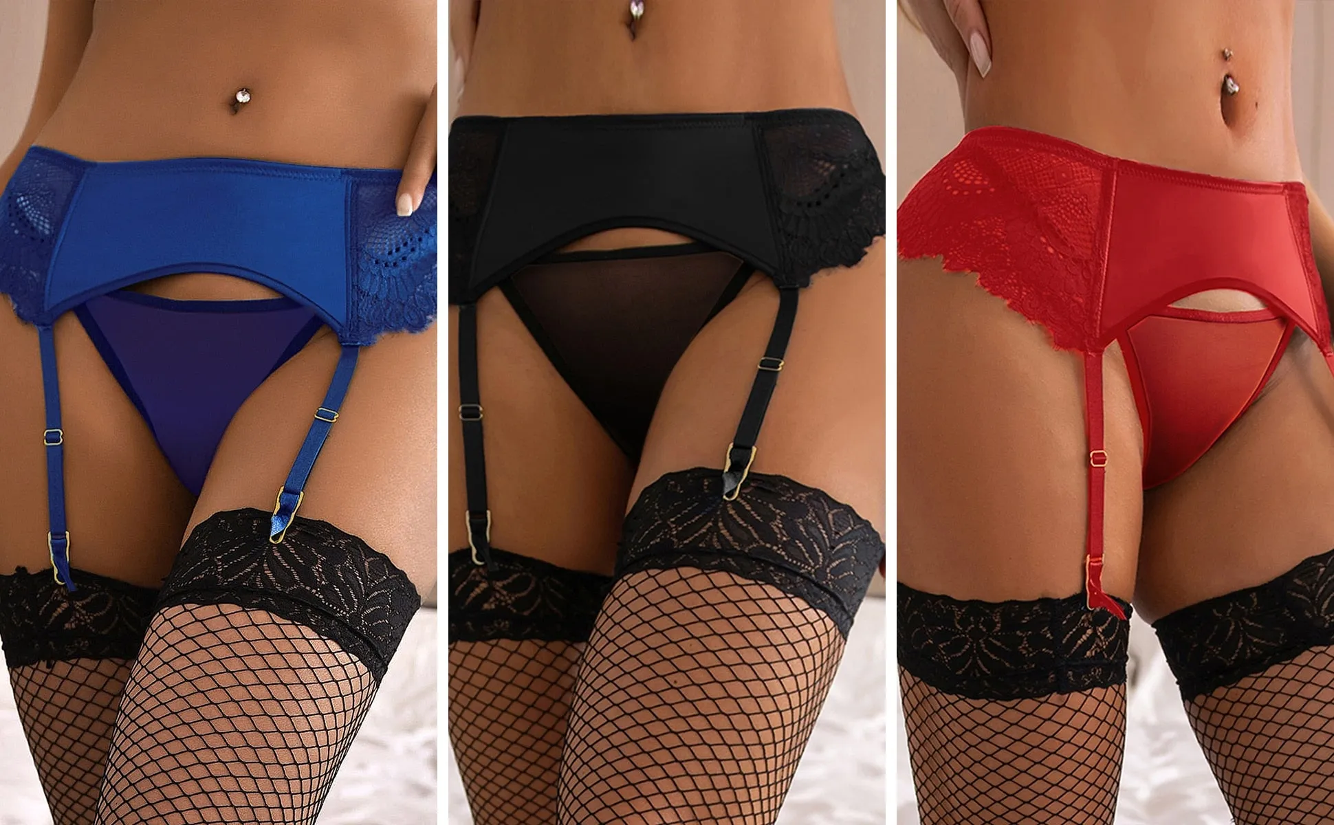 Women's High Waist Elastic Garter Belt Lace Sexy Suspender Lingerie