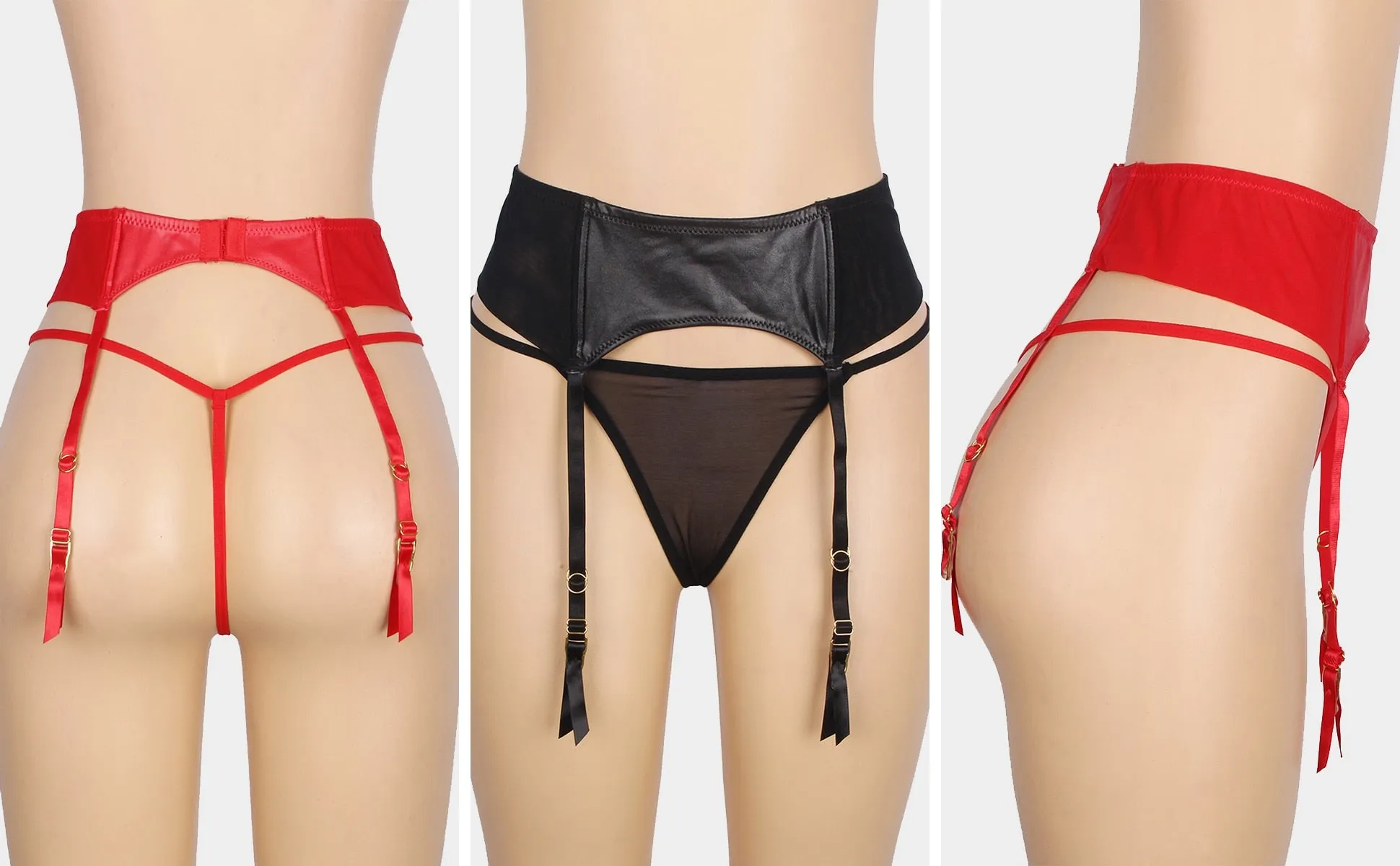 Women's High Waist Elastic Garter Belt Leather Suspender Lingerie