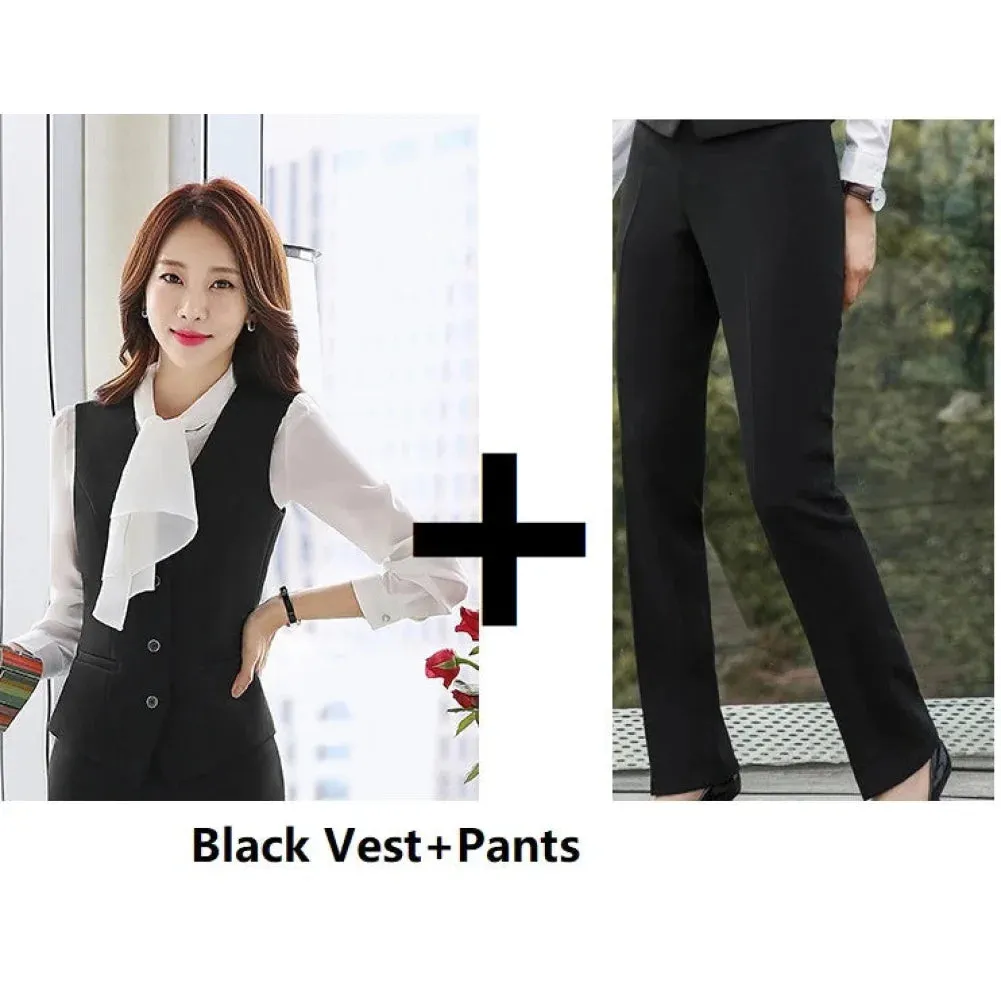 Women's Winter Formal Business Office Work Wear Vest with Pants