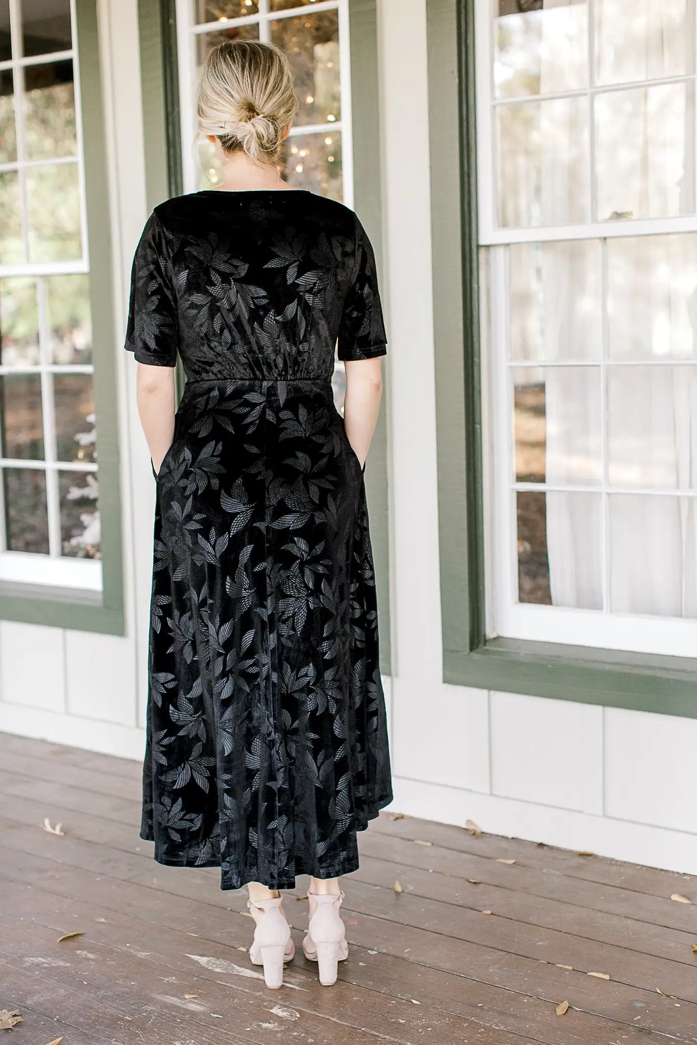 X Black Velvet Tone on Tone Dress